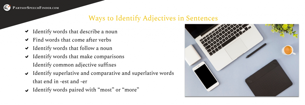 ways to identify adjectives in sentences 